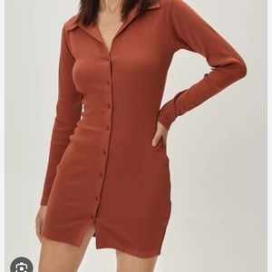 Ribbed button down mini shirt dress from nasty gal